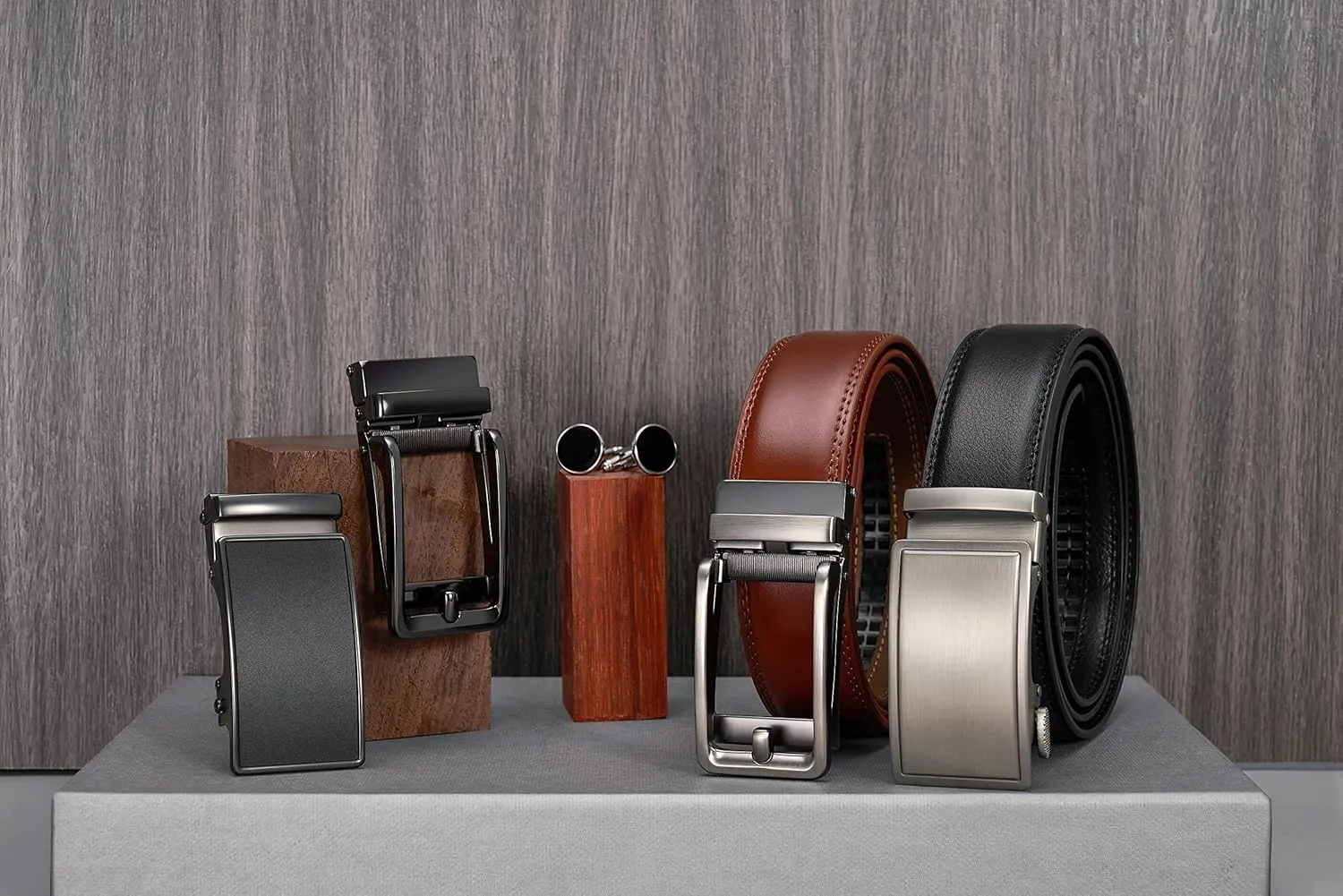 28"-68" Men's Leather Ratchet Dress Belt Big And Tall With Automatic Buckle
