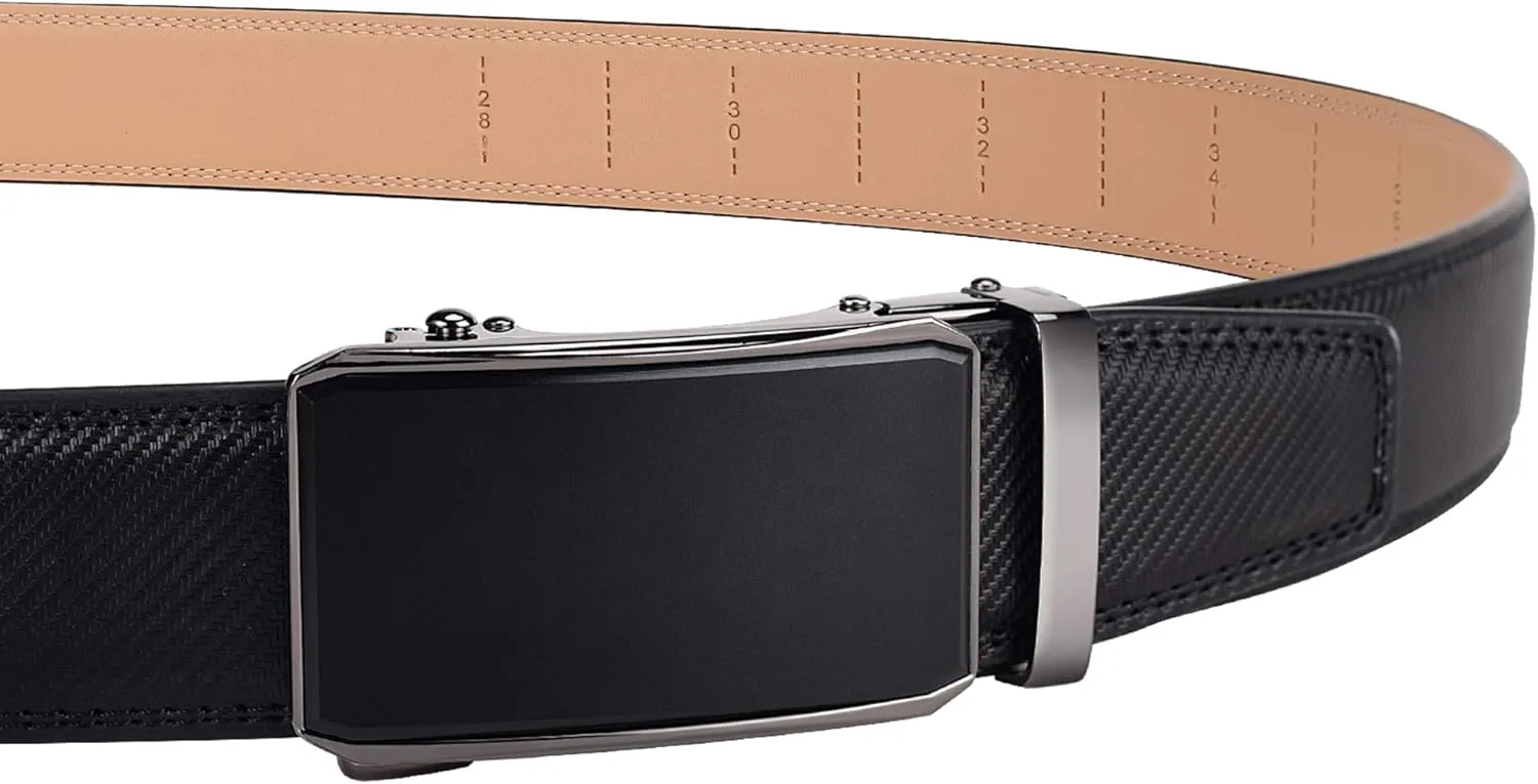 28"-68" Men's Leather Ratchet Dress Belt Big And Tall With Automatic Buckle