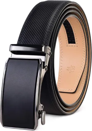 28"-68" Men's Leather Ratchet Dress Belt Big And Tall With Automatic Buckle