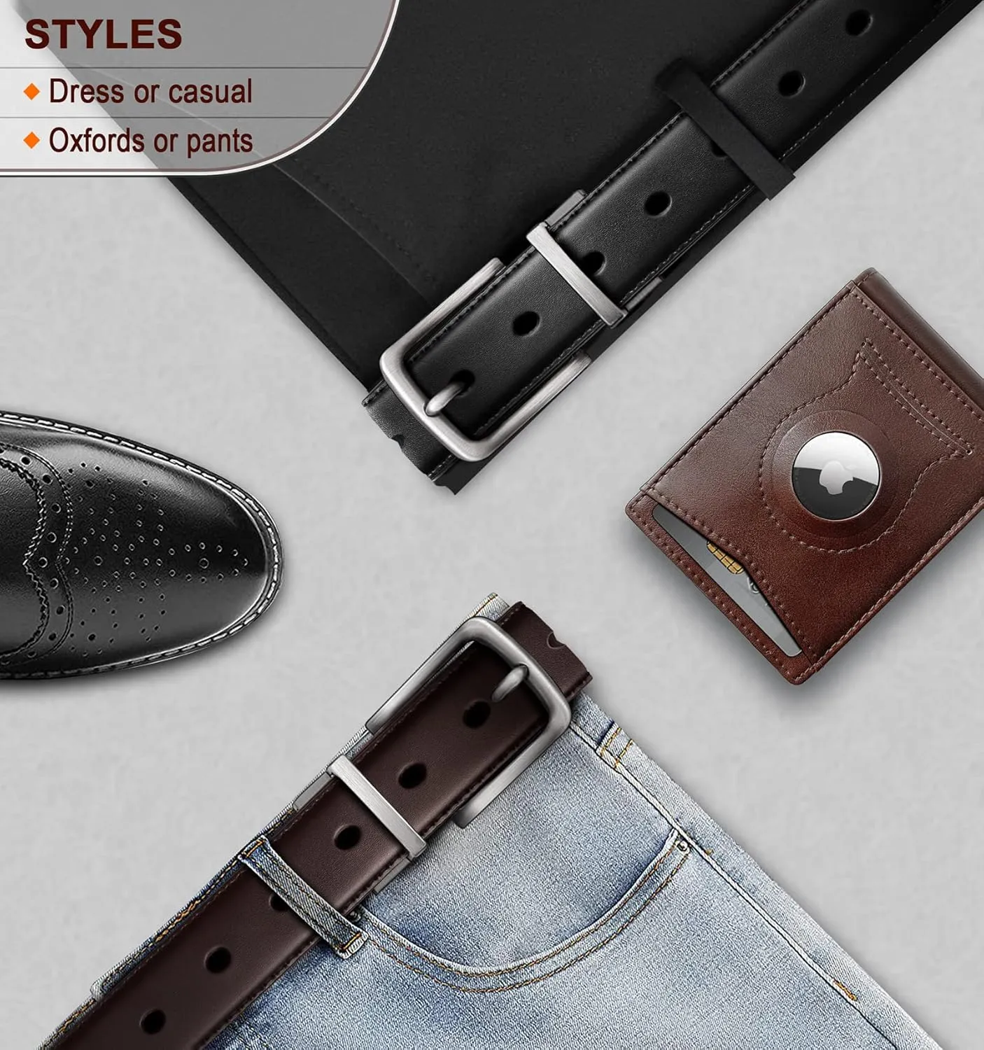 BULLIANT Men's Belt,Reversible Belt Adjustable For Gift Men 1.25??-Cut For Fit-2 Sides in 1 Belt(Not 2)