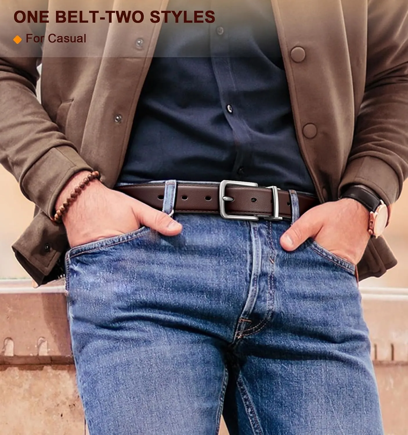 BULLIANT Men's Belt,Reversible Belt Adjustable For Gift Men 1.25??-Cut For Fit-2 Sides in 1 Belt(Not 2)