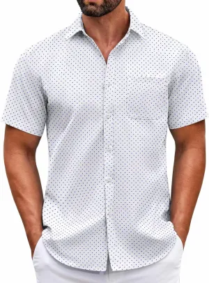 COOFANDY Mens Short Sleeve Casual Button Down Shirts Summer Untucked Dress Shirts with Pocket