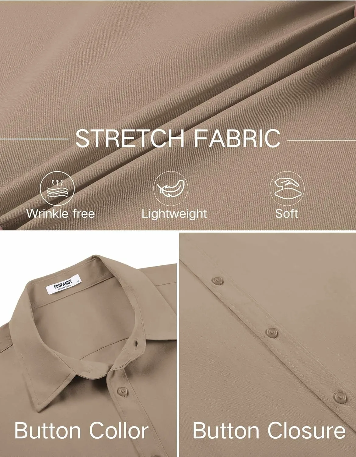 COOFANDY Men's Stretch Dress Shirts Short Sleeve Wrinkle Free Casual Button Down Shirts
