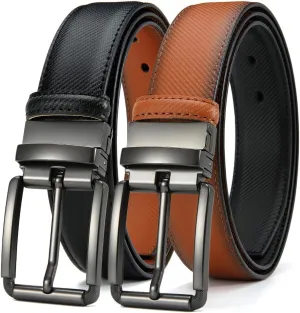 DOOPAI Reversible Leather Belt for Men 1.25" - Dual Sided Dress and Casual Belt, Trim to Fit, 2 Styles in One Belt