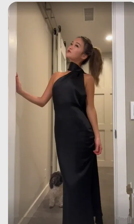 Elegant Black Backless Long Prom Dress,Black Evening Dress  Y7426