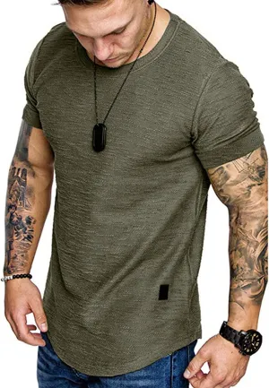 Fashion Mens T Shirt Muscle Gym Workout Athletic Shirt Cotton Tee Shirt Top