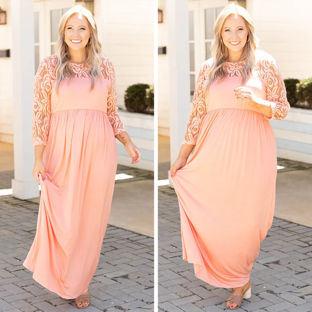 Looking Elegant Maxi Dress, Peach