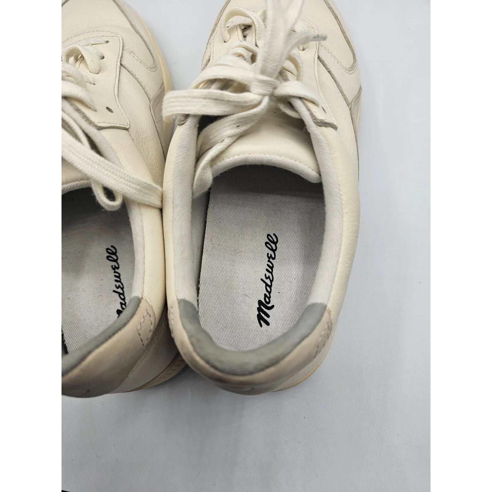 Madewell Womens Sz 9.5 Lace Up White Leather Court Sneakers Tennis Shoes