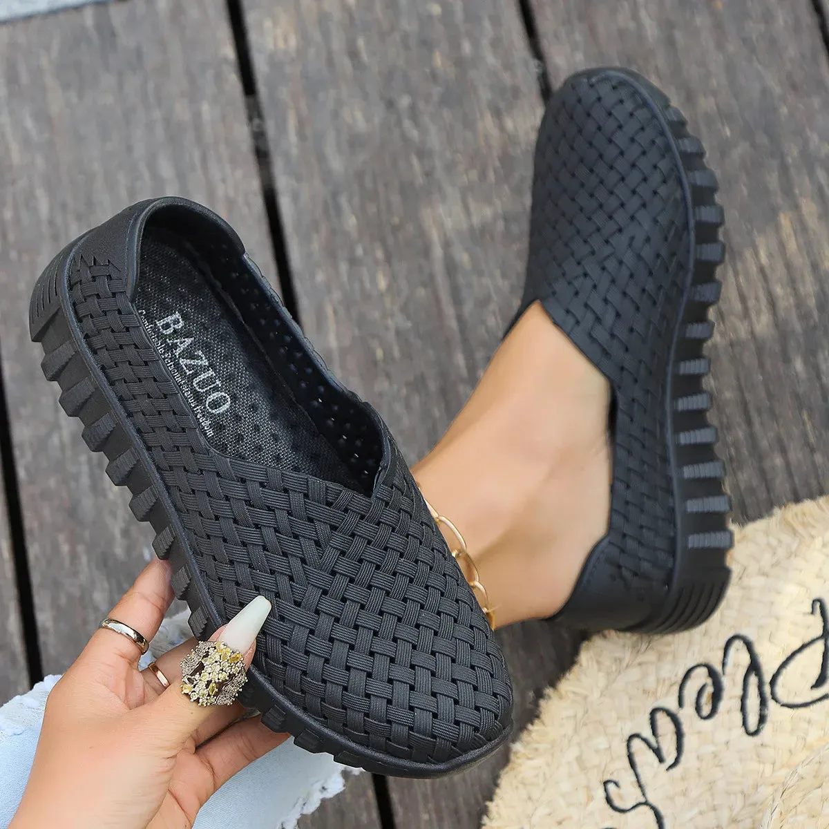 Mesh Surface Shoes Breathable One Pedal White Shoes Low Cut Sports Casual Women Pumps