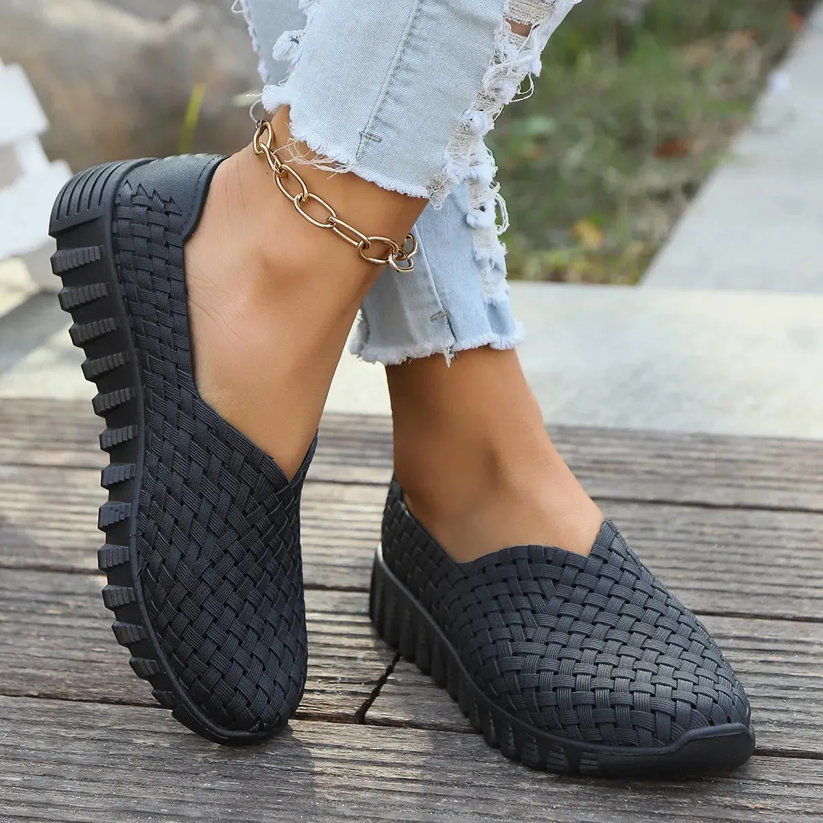 Mesh Surface Shoes Breathable One Pedal White Shoes Low Cut Sports Casual Women Pumps
