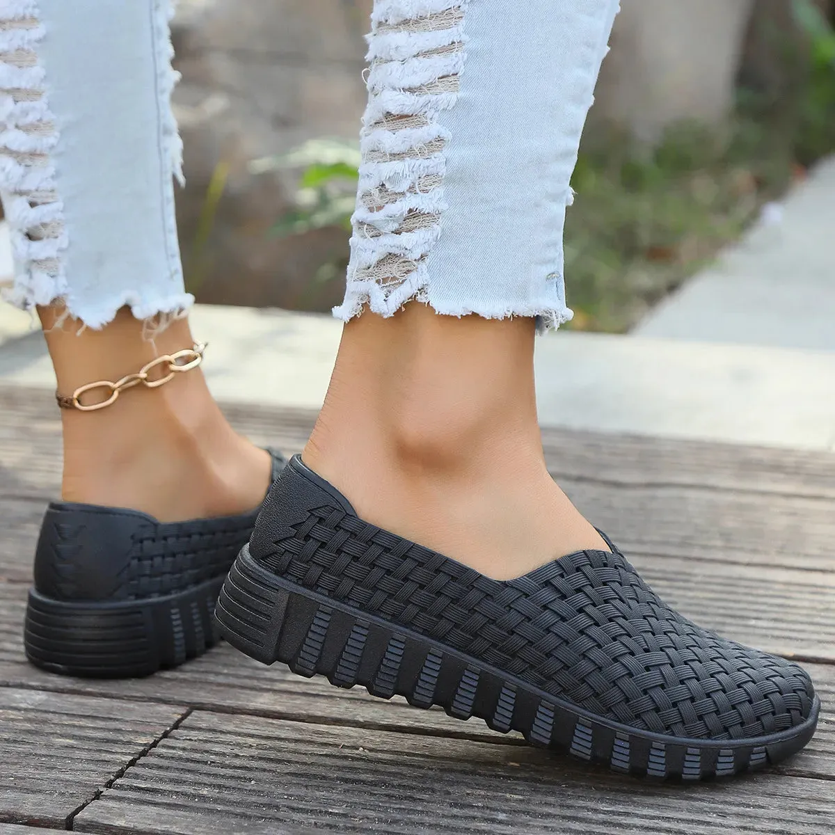 Mesh Surface Shoes Breathable One Pedal White Shoes Low Cut Sports Casual Women Pumps