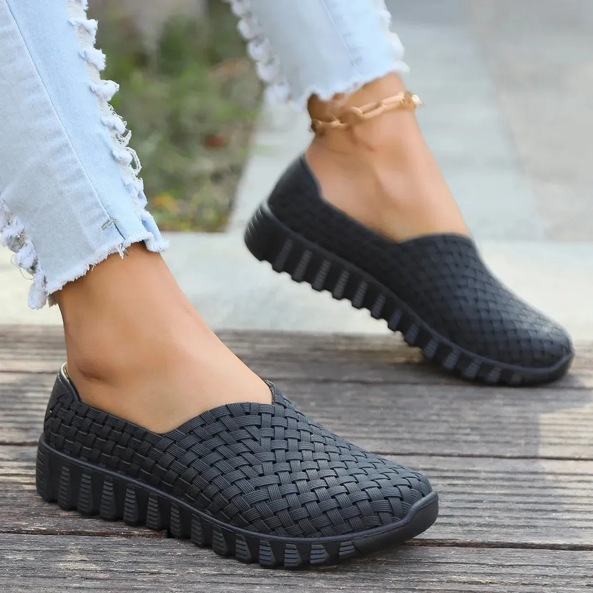 Mesh Surface Shoes Breathable One Pedal White Shoes Low Cut Sports Casual Women Pumps