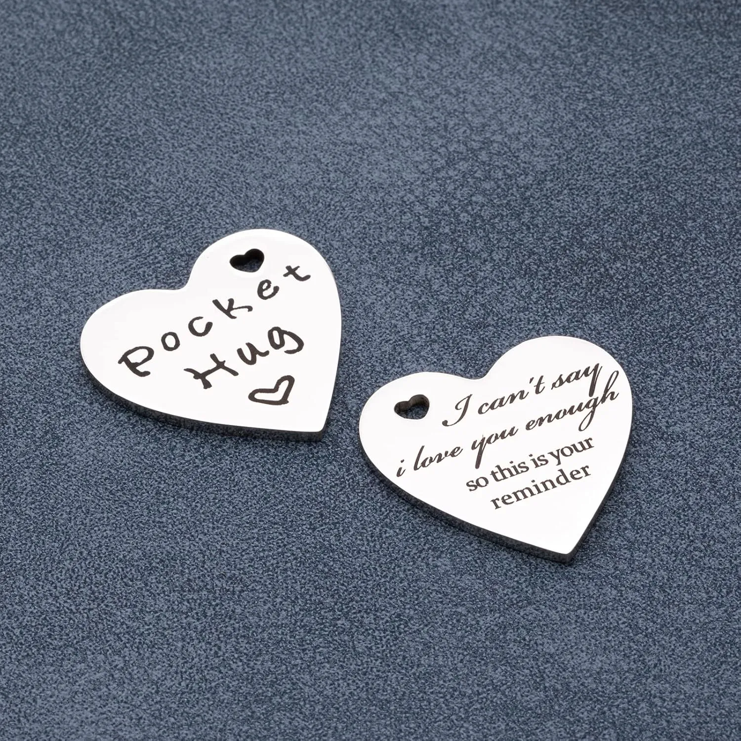 Qunrwe Pocket Hug Token,Long Distance Gifts Keepsake,Double Sided Inspirational Thinking of you Gift with Leather Keychain