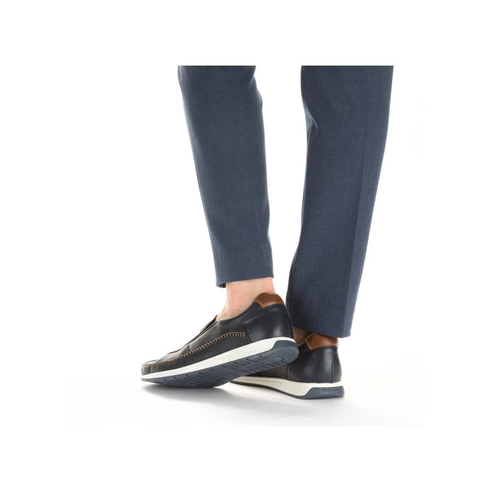 Rieker 11962-14 Titus Mens Navy Blue Leather Slip On Loafers