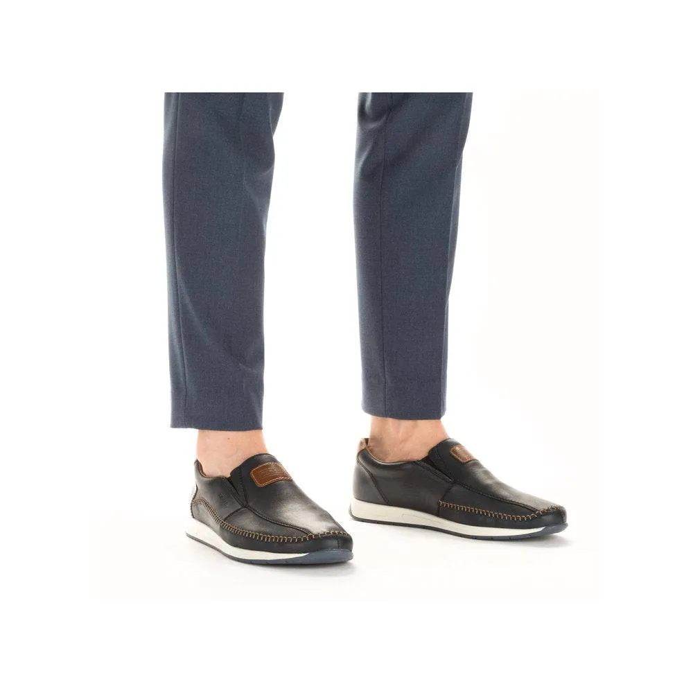 Rieker 11962-14 Titus Mens Navy Blue Leather Slip On Loafers