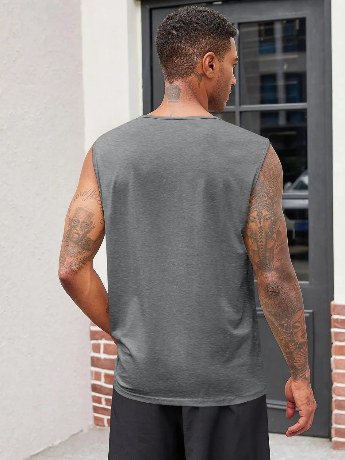 Runcati Mens Muscle Tank Tops Sleeveless Workout Gym Slim Fit Henley Shirt Casual Basic Summer Beach Tops