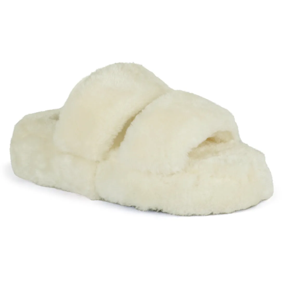 Snuggles Indoor Fur Flats in Beige