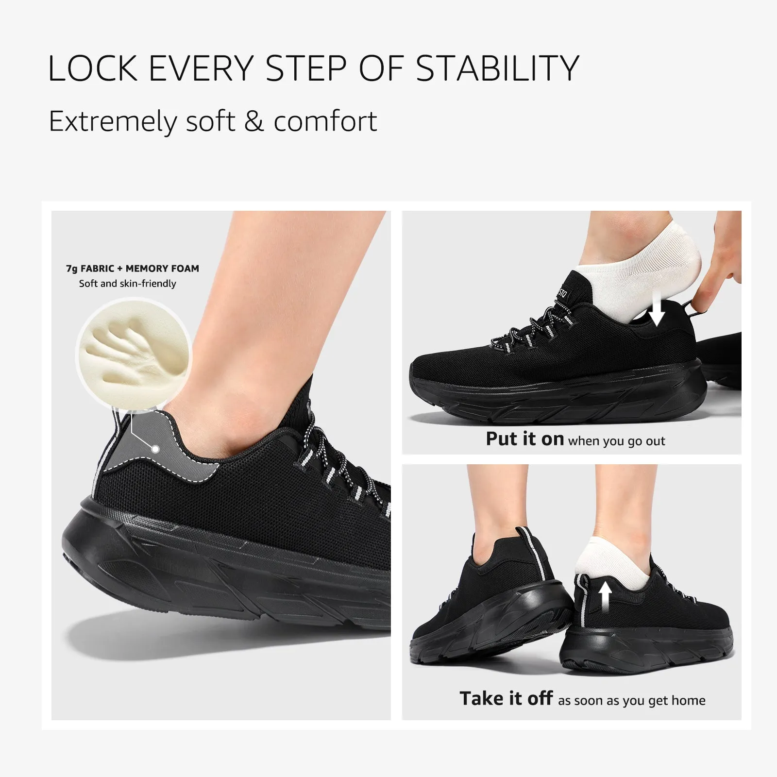 STQ Slip on Sneakers Women Orthopedic Walking Shoes for Plantar Fasciitis Relief