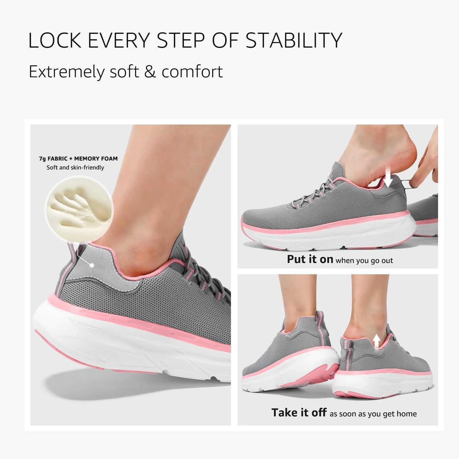 STQ Slip on Sneakers Women Orthopedic Walking Shoes for Plantar Fasciitis Relief