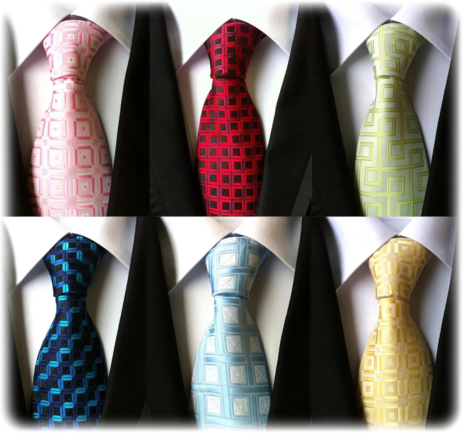WeiShang Lot 6 PCS Classic Men's Silk Tie Necktie Woven JACQUARD Neck Ties