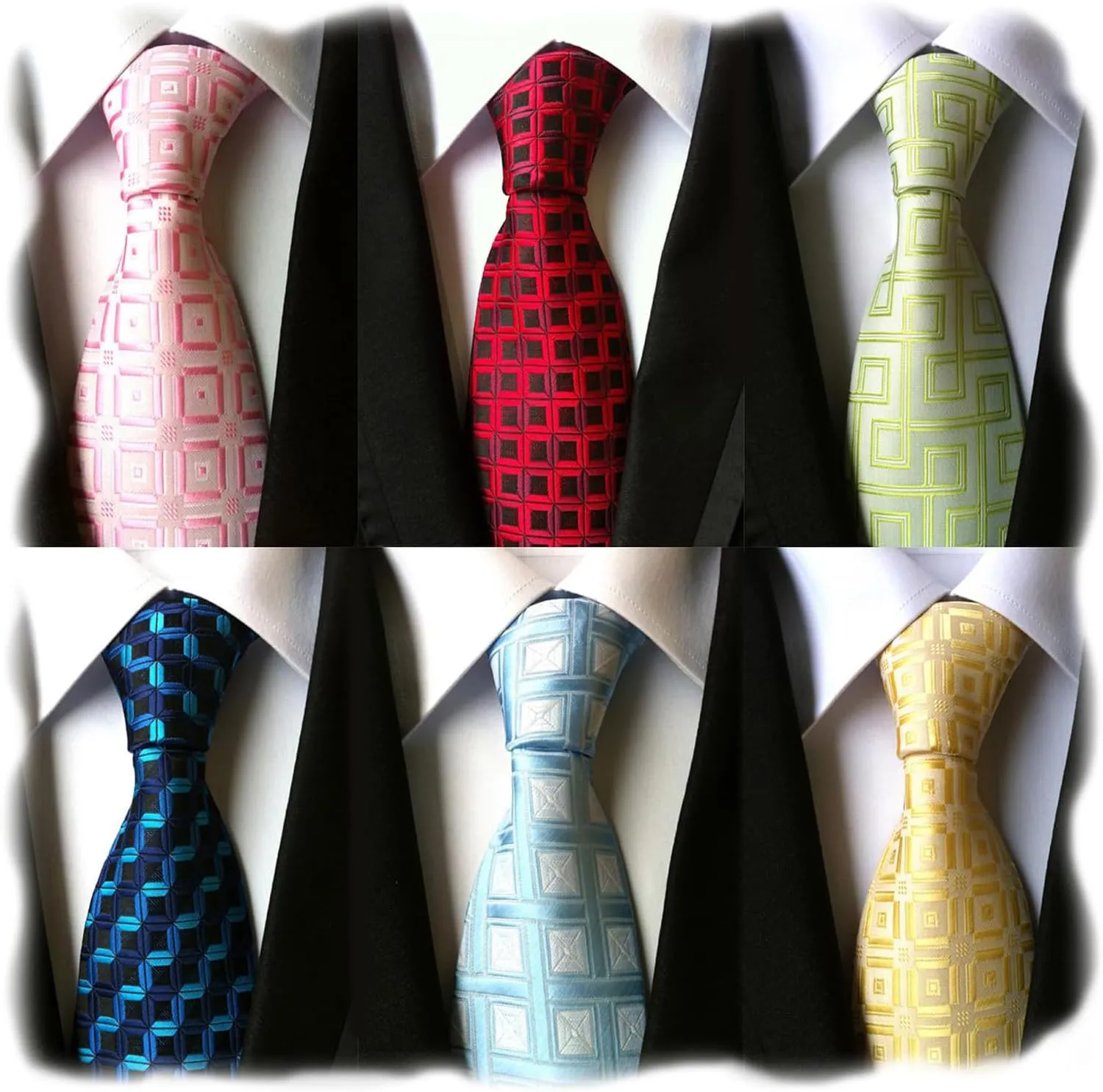 WeiShang Lot 6 PCS Classic Men's Silk Tie Necktie Woven JACQUARD Neck Ties