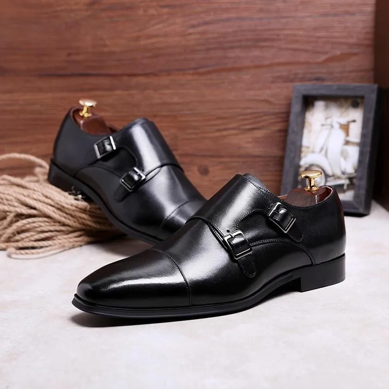 West Louis™ Luxury Genuine Leather Oxford Shoes With Double Buckle