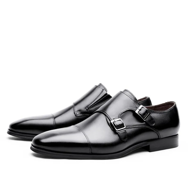 West Louis™ Luxury Genuine Leather Oxford Shoes With Double Buckle