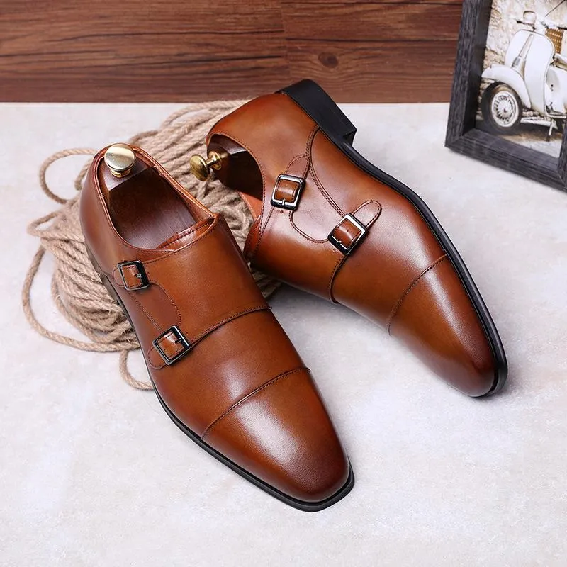 West Louis™ Luxury Genuine Leather Oxford Shoes With Double Buckle